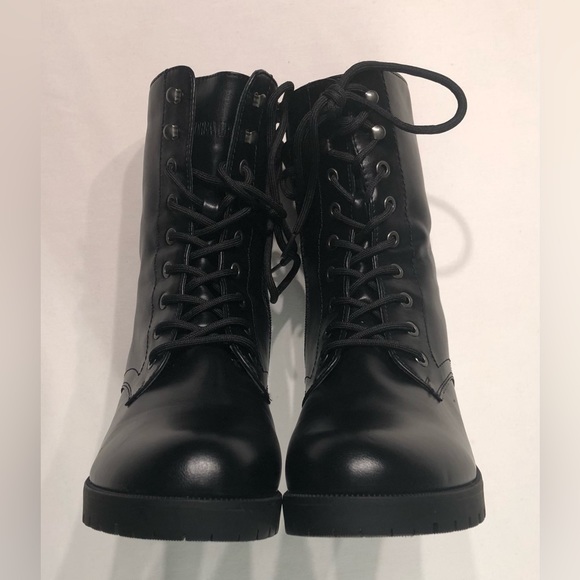 DREAM PAIRS Black Lace-up Combat Boots Mid-calf Military Winter Boot for Women - Picture 5 of 6